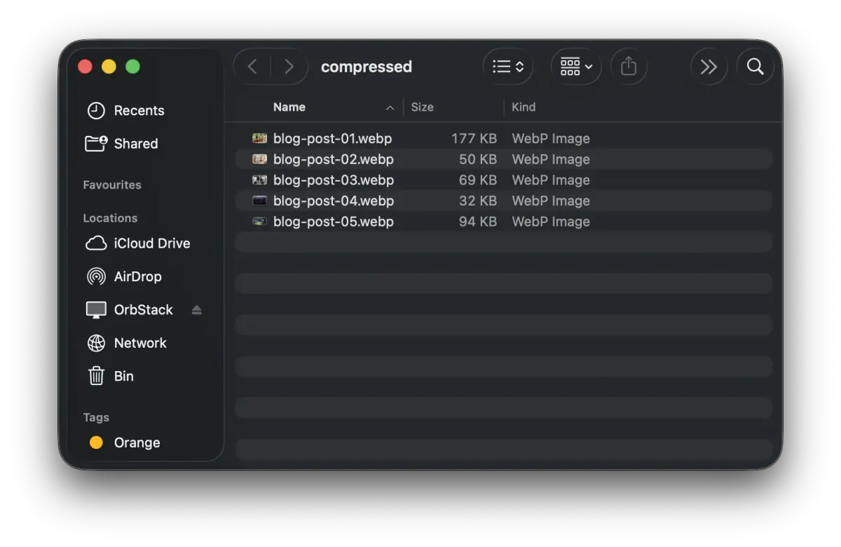 Finder で出力結果を確認